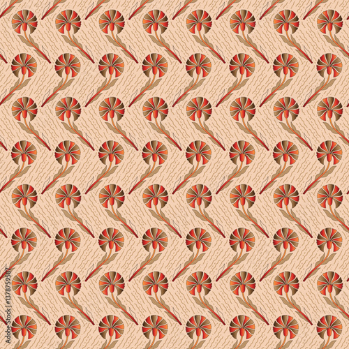 Abstract seamless color full mughal motif paisley flower leaf bunch pattern