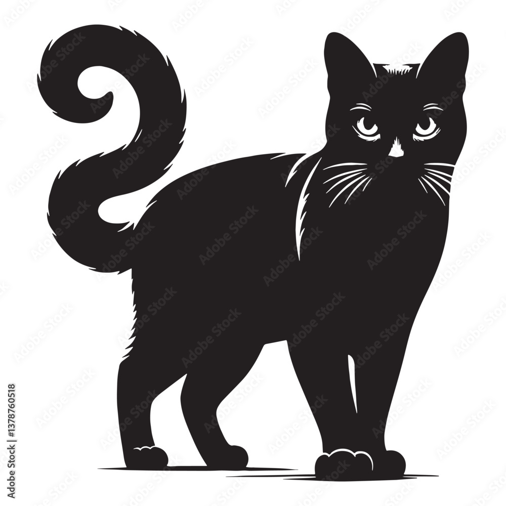 Obraz premium Flawless Russian Blue cat silhouette, highlighting its perfect symmetry - Russian Blue illustration - Russian Blue vector - cat silhouette