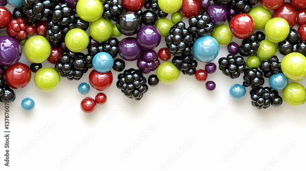 Pile of Colorful Spherical Berries with Blackberries on White Backdrop Perfect For Sweet Snack Concept Pile of Colorful Spherical Berries with Blackberries on White Backdrop Perfect For Sweet Snack Concept