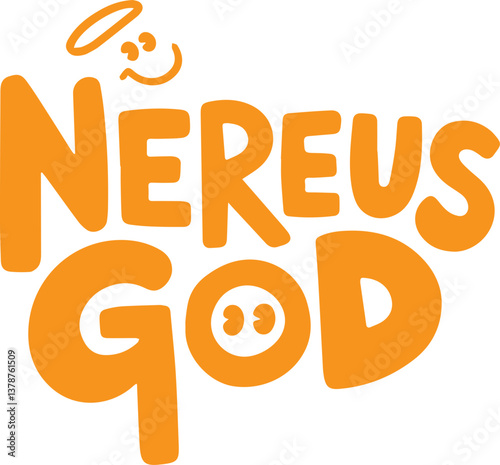 Nereus God Funny Sticker Design. photo
