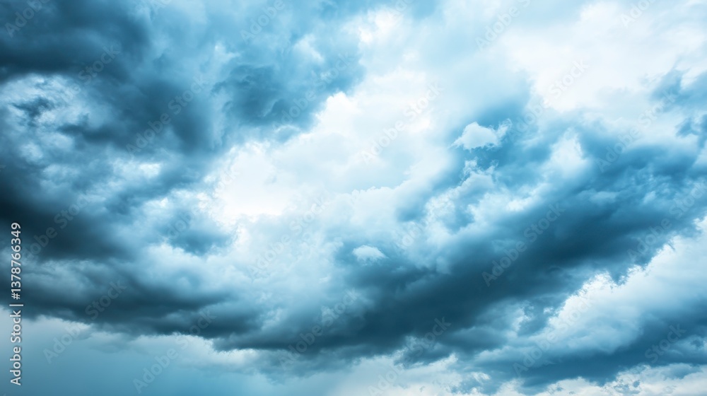 Fototapeta premium Stormy Skies: Dramatic, swirling storm clouds fill the frame, capturing a sense of impending weather, creating a scene of raw power and atmospheric intensity.