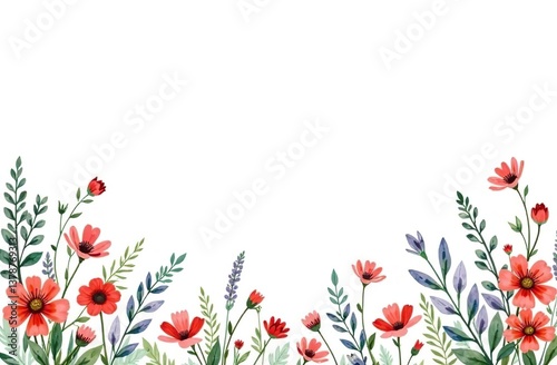 Watercolor hand painted nature romantic banner frame with green eucalyptus plants, pink blossom peony flowers and butterflies on the white background for invitations and greeting cards, invitations