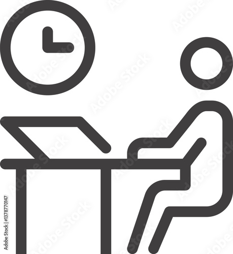 overtime work flat line web icon concept