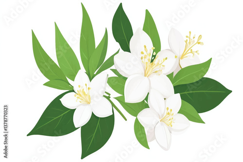 Jasmine flower isolated on white background with clipping path