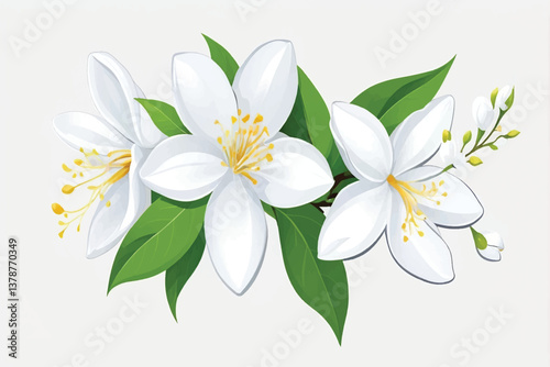 Jasmine flower isolated on white background with clipping path
