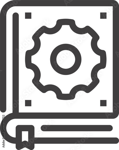 technical manual flat line web icon concept
