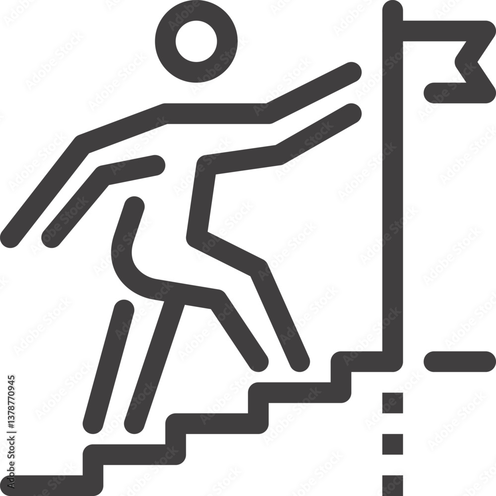 the way to success flat line web icon concept