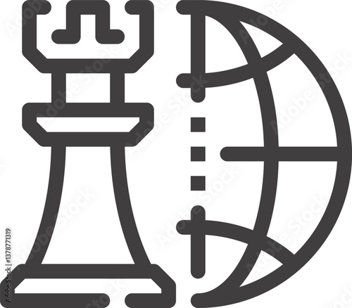 global strategy flat line web icon concept