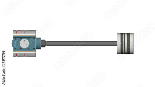 API-618 reciprocating compressor turbomachinery illustration drawing showing a direct connection crosshead assembly, connecting rod, and piston rod assembly with pressure rings and wear bands 