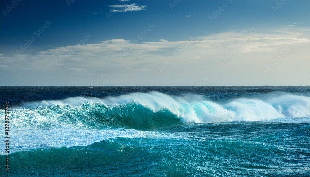 big turquoise ocean waves with horizon big turquoise ocean waves with horizon