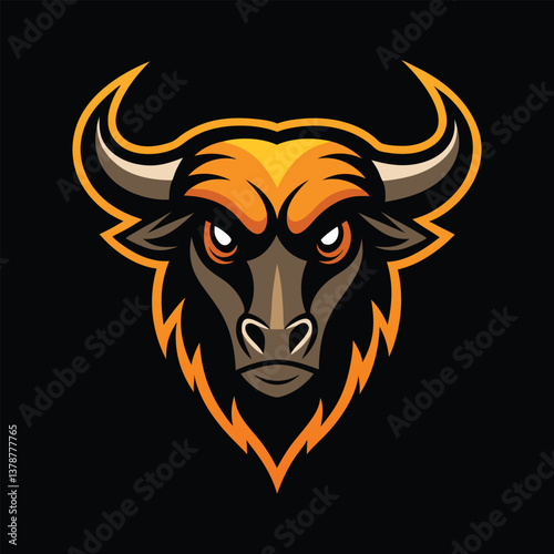 Elegance drawing art buffalo cow ox bull head logo vector illustration