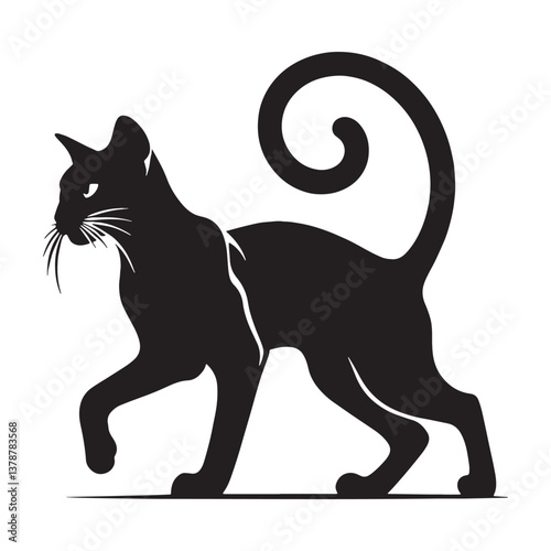 Adorable Singapura silhouette, a perfect representation of this small but mighty breed - Singapura illustration - Singapura vector - cat silhouette


