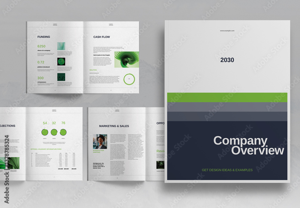 Green Company Overview Brochure Layout Stock Template | Adobe Stock