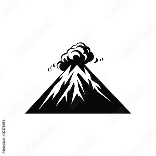 Active Volcano Eruption black Icon Vector isolated illustration design