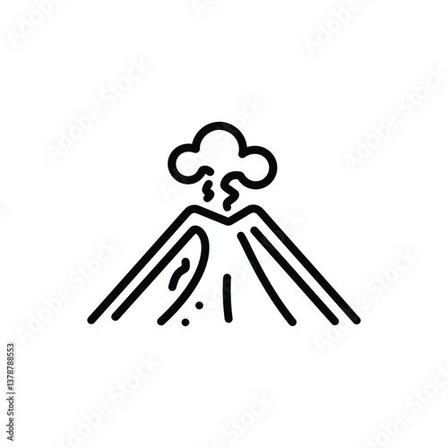 Active Volcano Eruption black Icon Vector isolated illustration design