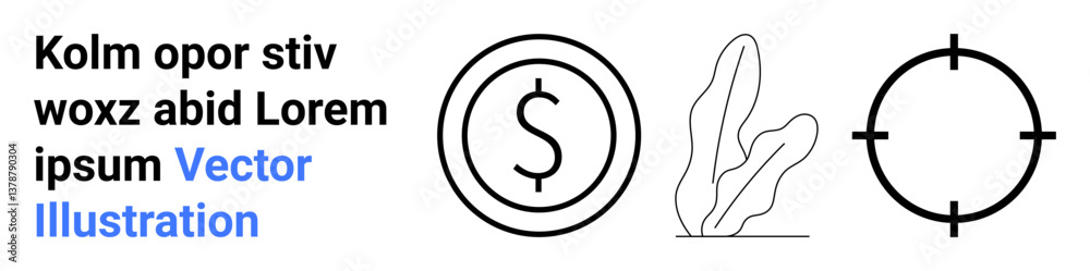 Dollar emblem, abstract plant, and target outline combine finance, nature, and precision. Ideal for economy, ecology, goals, minimal design concepts branding finances and simple landing page Dollar emblem, abstract plant, and target outline combine finance, nature, and precision. Ideal for economy, ecology, goals, minimal design concepts branding finances and simple landing page