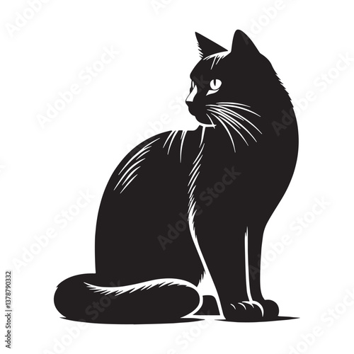 Charming Snowshoe silhouette, capturing the breed's lively and engaging character - Snowshoe illustration - Snowshoe vector - cat silhouette

