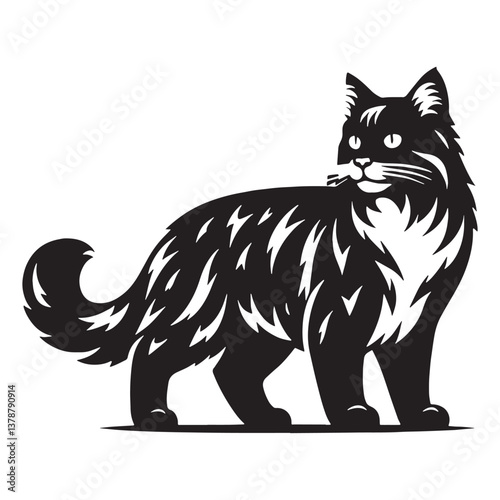 Playful Snowshoe silhouette, a lively and energetic feline depiction - Snowshoe illustration - Snowshoe vector - cat silhouette

