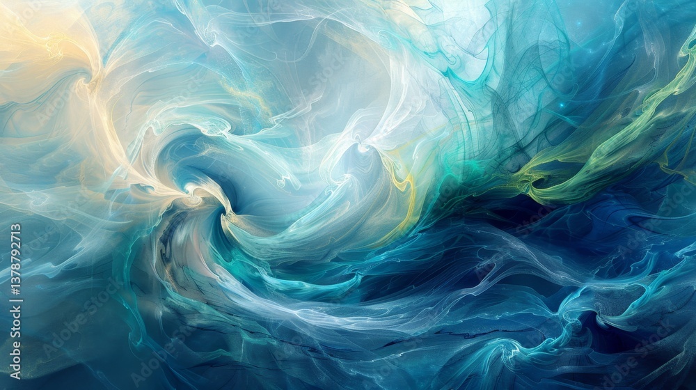 Experience the energy of flow state in a dynamic abstract digital painting with swirling brushstrokes in blue and green hues Experience the energy of flow state in a dynamic abstract digital painting with swirling brushstrokes in blue and green hues