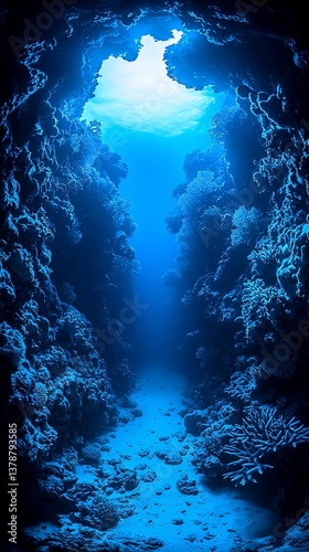Underwater Coral Reef Cave Passage photo