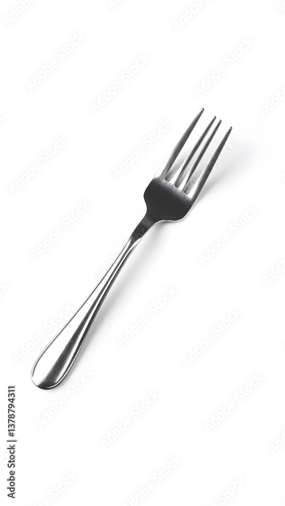 Culinary Tool: A close-up shot of a silver fork on an angle, illustrating a minimalist aesthetic, capturing details of its design and the reflection of the light. Culinary Tool: A close-up shot of a silver fork on an angle, illustrating a minimalist aesthetic, capturing details of its design and the reflection of the light.