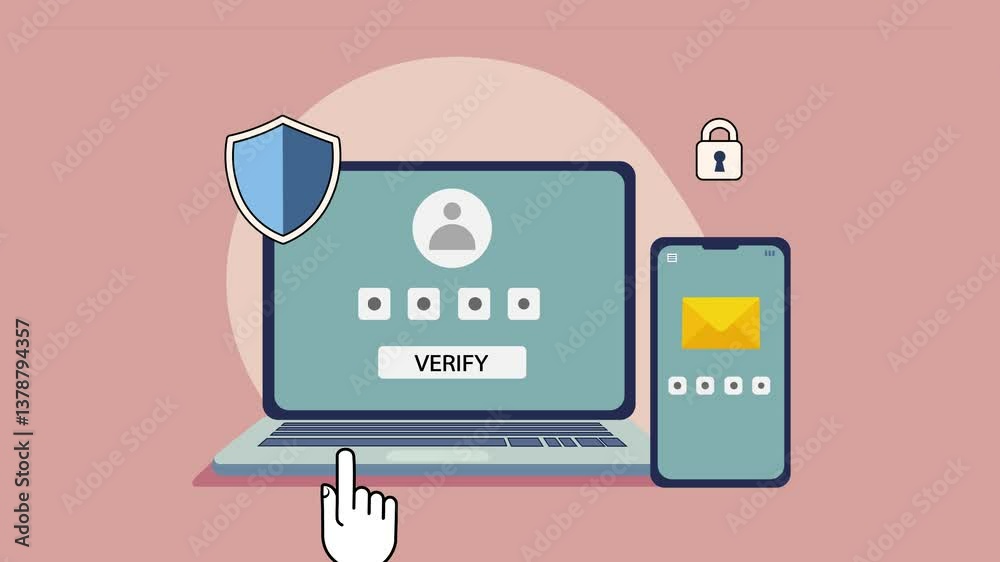 Two-factor authentication (2FA) Concept animation in flat design. 2verification steps to access an account with SMS code and password in mobile phone. copy space