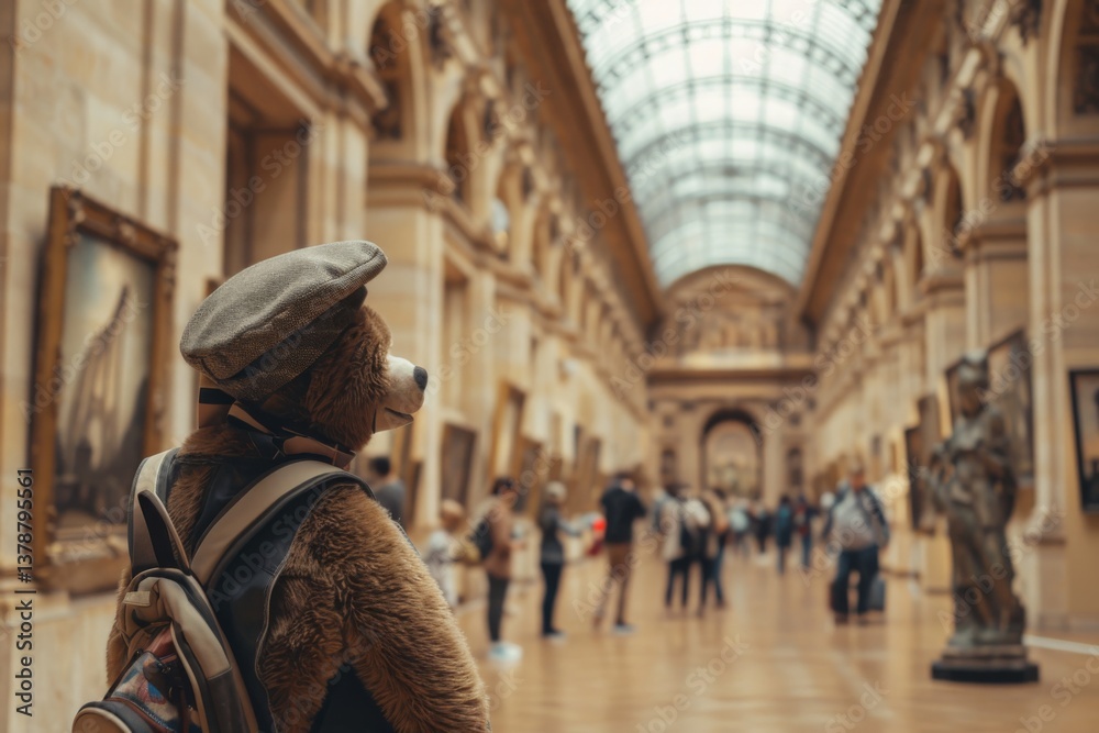 Naklejka premium A Bear's Visit to the Louvre