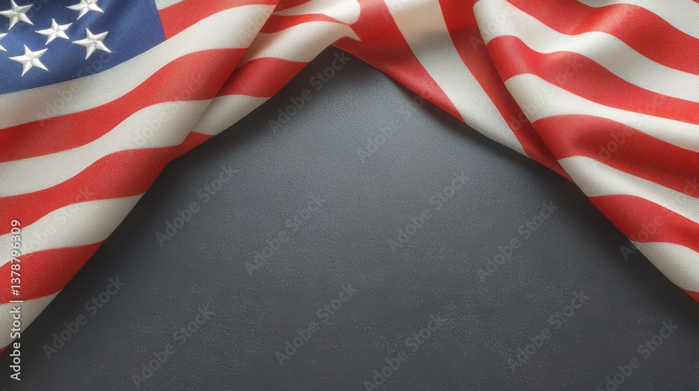 Two american flags on black background, symbol of patriotism and national pride Two american flags on black background, symbol of patriotism and national pride