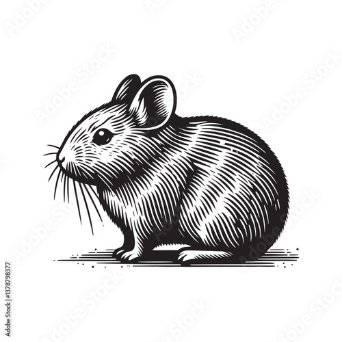 Simple Pika Side View Vector Icon – Vintage Logo & Retro Illustration