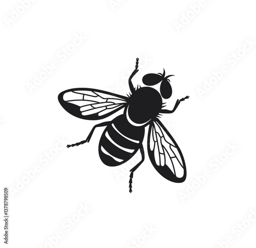 Housefly, fly icon vector in black color with white background. 