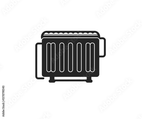Heater, radiator icon vector in black color with white background. Room heating for winters.