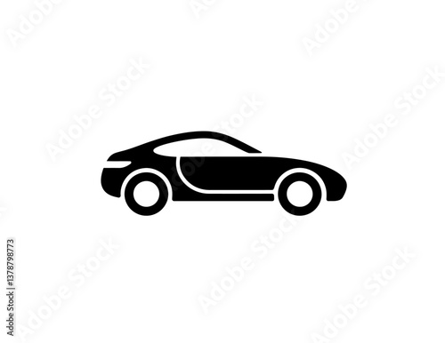 Sedan car silhouette icon vector in black color with white background