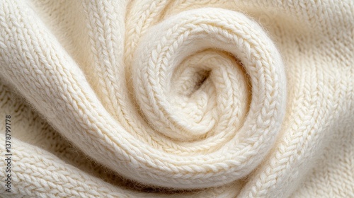 Cozy white knit fabric texture, soft, comfortable material for handmade crafts and winter warmth