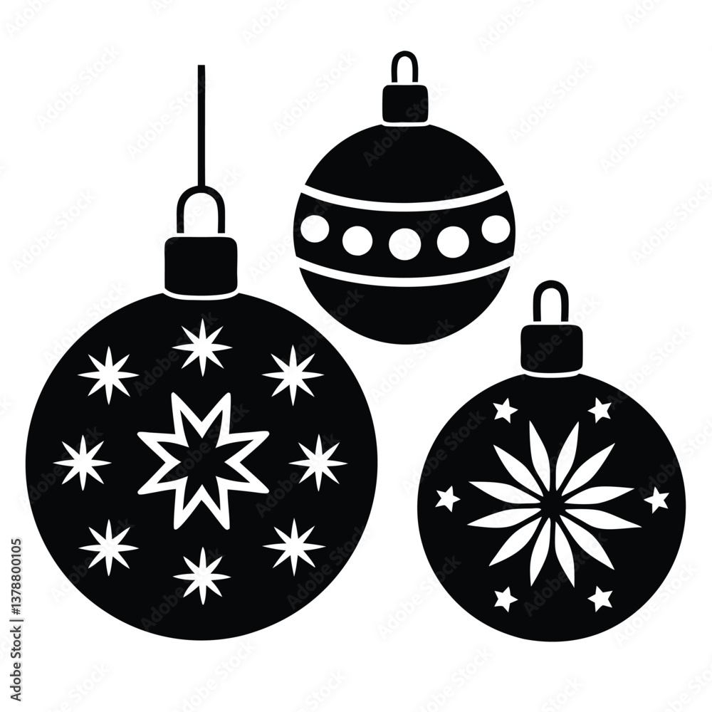 Fototapeta premium A set of Christmas balls vector illustration