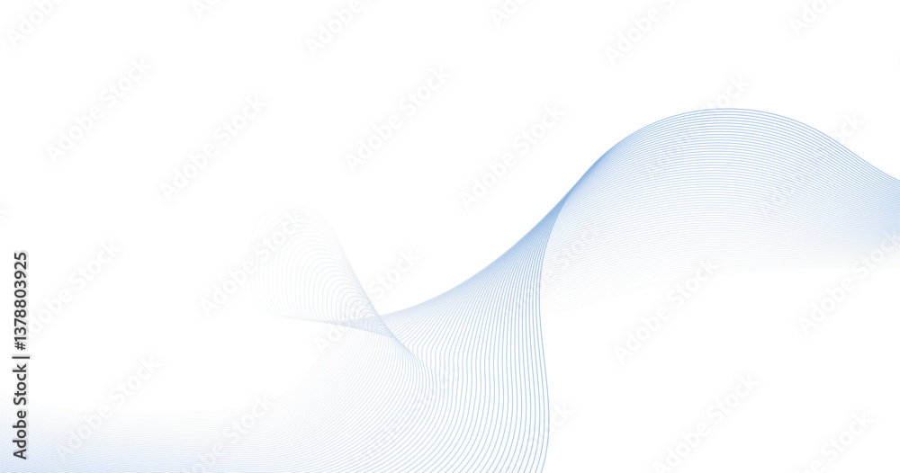 Fototapeta premium Smooth flowing wave lines on a white background. Dynamic sound wave element design.