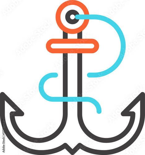 anchor text flat line web icon concept