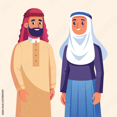 vector illustration of a Arabian couple 