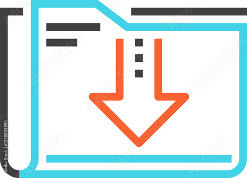 download folder flat line web icon concept