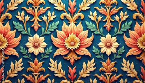 Intricate floral damask pattern in elegant muted tones, floral, ornate, velvet