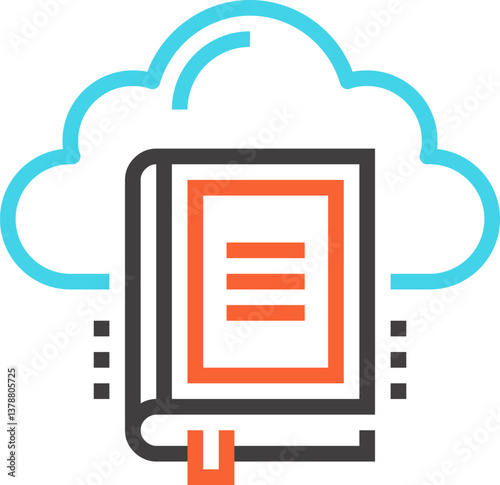 digital library flat line web icon concept