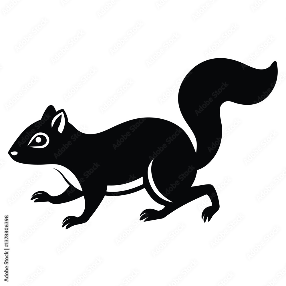 Fototapeta premium Silhouette squirrel mammal art illustration
