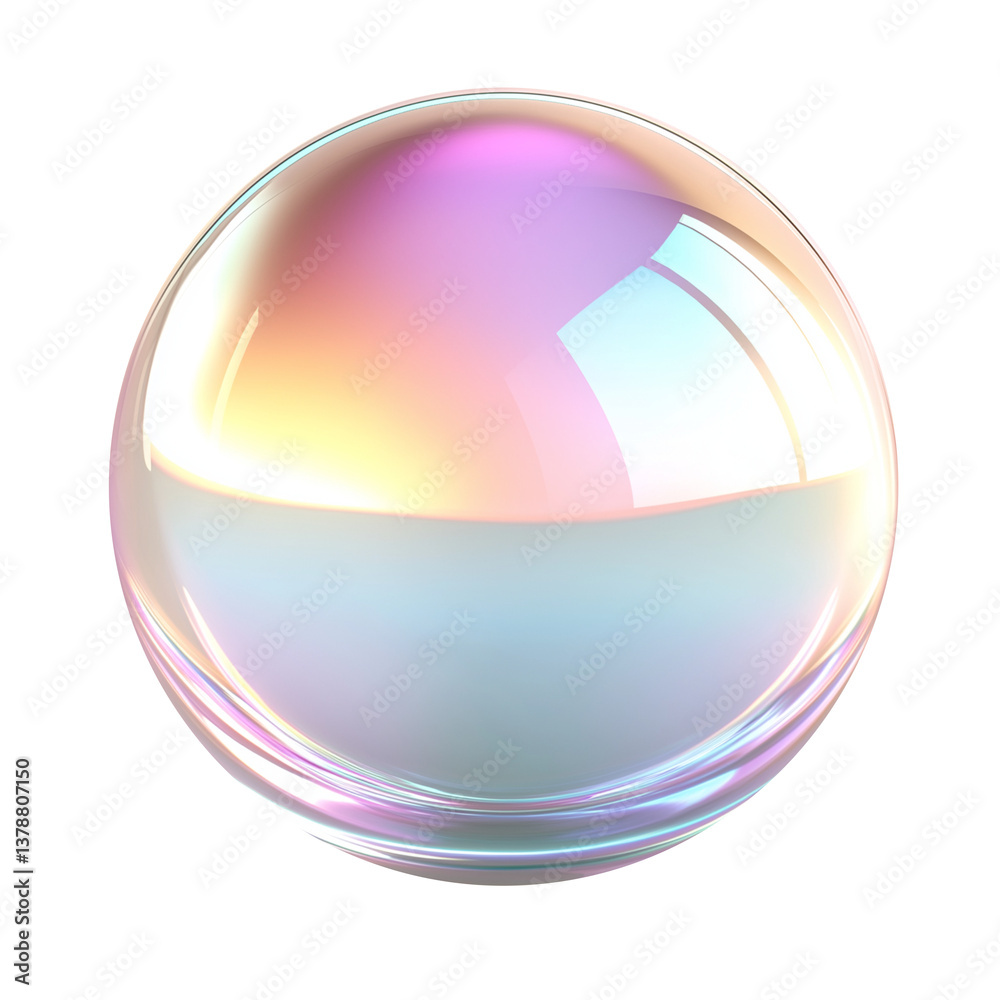 Obraz premium Floating iridescent sphere with colorful gradient light and glossy finish isolated on transparent background cutout