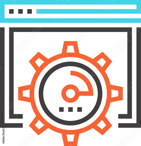 performance flat line web icon concept