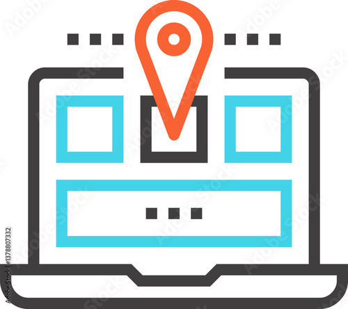 navigation flat line web icon concept