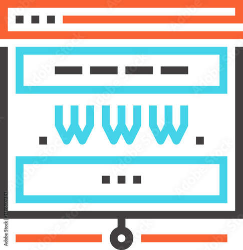 domain flat line web icon concept