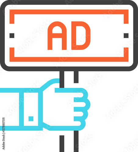 advertisement flat line web icon concept