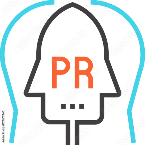 public relations flat line web icon concept
