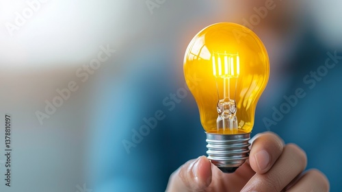 Illuminating innovation, person holding a light bulb symbolizing ideas and creativity