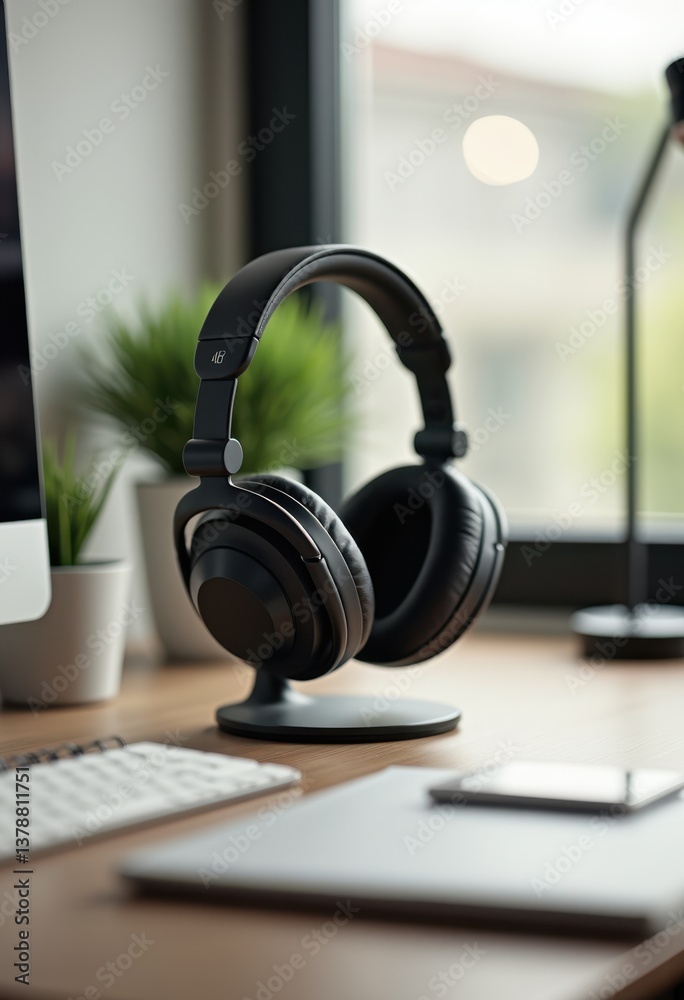 sleek professional headset minimalist clutter free desk setup ideal focused work modern workspace aesthetic, input, technology, interior, office, quality sleek professional headset minimalist clutter free desk setup ideal focused work modern workspace aesthetic, input, technology, interior, office, quality