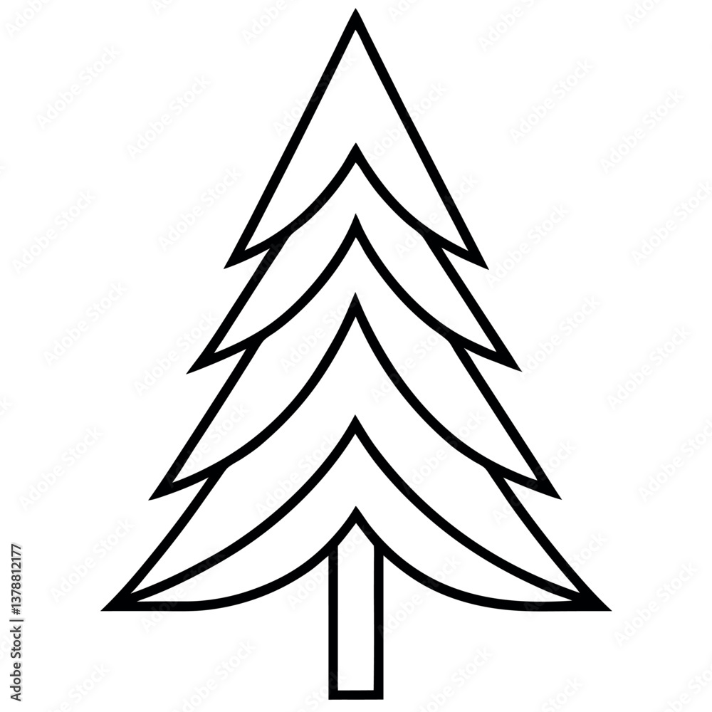 Obraz premium Pine Tree Branch Sketch – Evergreen Tree Art Illustration